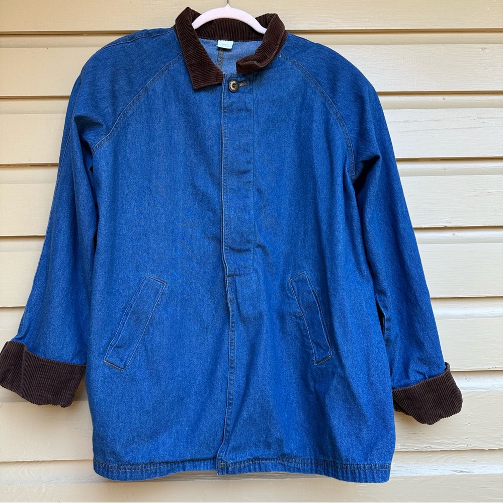 Vintage Denim Chore Work Jacket Size XL Corduroy Trim Western